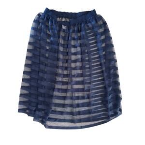 Metro Wear Navy Striped Mesh Skirt L Sheer Lined Flowy Coastal Party Vibes